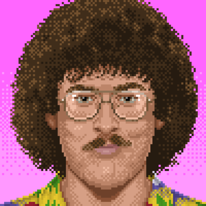 A pixel-based portrait of comedian 