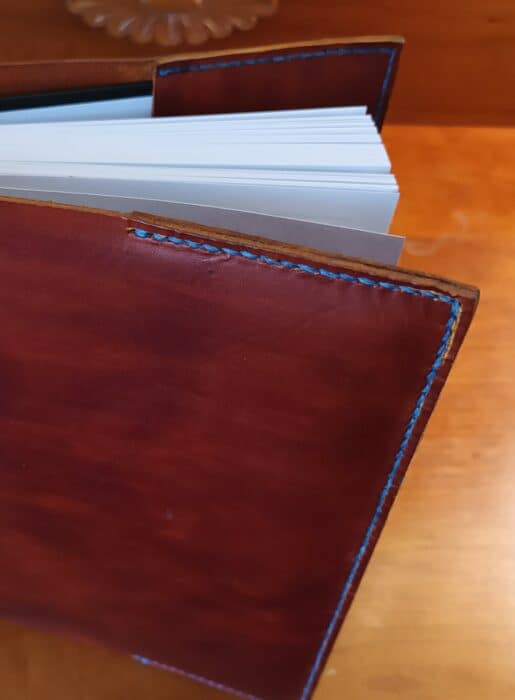 Diary Cover with blue stitching