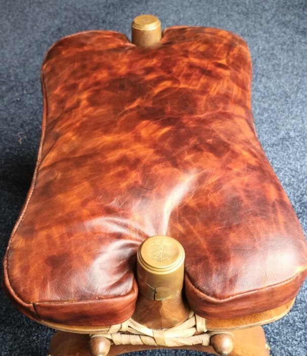 Leather cover for Camel saddle cushion.